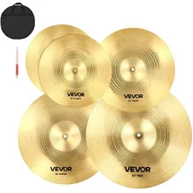 Vevor Beckenset 4-teilig 355mm HiHat 400/455mm Crash 505mm Ridebecken Legierung (14 16 18 20 inch)