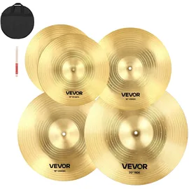 Vevor Beckenset 4-teilig 355mm HiHat 400/455mm Crash 505mm Ridebecken Legierung (14 16 18 20 inch)