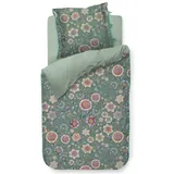 Pip Studio Bettwäsche Viva Las Flores Green, Perkal, 3 teilig, Blüten, Schmetterling, Beeren grün