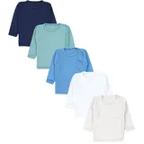 TupTam Unisex Baby Langarm 5er Pack, Farbe: Hellbeige weiß dunkelgrün jeans dunkelblau), Größe: 56 - 56