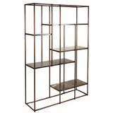 Casa Padrino Luxus Regalschrank Bronzefarben / Braun 140 x 42,3 x H. 200 cm - Metall Schrank mit Emperador Marmor - Wohnzimmerschrank - Bücherschrank - Wohnzimmer Möbel