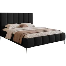 Selsey Polsterbett 140x200 cm, mit Bettkasten, Lattenrost und Metallfüßen, schwarz -