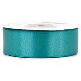 Satinband 25mm x 25m Rolle - FARBAUSWAHL in 3/6/12/18/25/38/50/75/100mm - farbecht & waschbar - Schleifenband für Hochzeit - Geschenkband zum Verpacken Dekorieren Basteln - Petrol 347