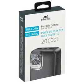 RivaCase® Rivacase, Powerbank VA2521 20000mAh 2 USB-A/USB-C QC 3.0/PD 20W Schwarz - Schwarz
