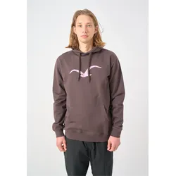 Kapuzensweatshirt CLEPTOMANICX "Mowe", Herren, Gr. L, braun (dunkelbraun), 100% Baumwolle, bedruckt, sportlich, normal, ohne Ausschnitt, Langarm, Sweatshirts, mit Logo-Druck
