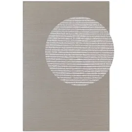 ELLE Decoration Design Teppich Dolomite - Moderner Wohnzimmerteppich, Kurzflor, Gestreiftes Muster, Weich, Glamourös, Glanz-Effekt für Wohnzimmer, Schlafzimmer, Flur - Creme Grau, 160x235cm