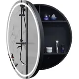 Janboe 66 cm runder Medizinschrank mit Lichtern, LED-Medizinschrank mit Entnebeler, beleuchteter Spiegelschrank für Badezimmer, dimmbar, beschlagfrei, 3000 K-6500 K Farbtemperatur