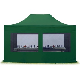 TOOLPORT Faltpavillon 3,00 x 4,50 m inkl. Seitenteile dunkelgrün (582596)
