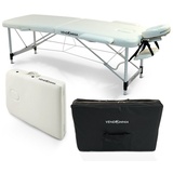 Vendomnia Mobile Massageliege Massagetisch Massagebank 2 3 Zonen klappbar Tasche Holz Alu - Weiss