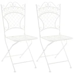 CLP 2er Set Eisen-Klappstuhl Adelar im nostalgischen Design, Klappbarer Gartenstuhl mit edlen Verzierungen, In verschiedenen Farben erhältlich