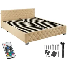 Tectake tectake® Polsterbett in Samtoptik mit Steppmuster großer Stauraum