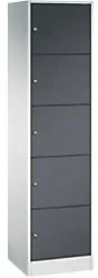 C+P Serie 8070 Metall Schließfach 5 Türen Zylinderschloss 460 x 480 x 1.950 mm Lichtgrau 82700-10 S10023