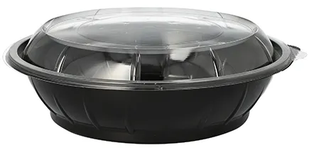 Starpak 300 Salatschalen, PET 600 ml Ø 16,6 cm · 5,9 cm schwarz `Snap It` mit Deckel PET glasklar