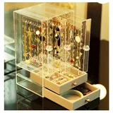 Schmuckkästen Schmuckkästchen schmuckaufbewahrung Schmuck organizer, 3-stöckige Schmuckbox aus Kunstleder mit Schubladen, zur Aufbewahrung von Ohrringen, Halsketten und Schmuck