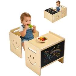 VEVOR Kinder Montessori Aktivitätstisch Lernstuhl mit Tafel Höhenverstellbar