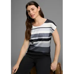 Shirtbluse, in modischem Streifen-Design - NEUE FARBEN, Gr. 34, schwarz-grau-gestreift, , 30767268-34