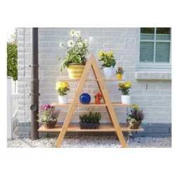 Blumenpyramide Sysran 101 x 31 x 112 cm - Blumensäule aus Kiefer/Fichte - Blumenregal für Garten & Terrasse - stabile Pflanzestütze für Pflanzen