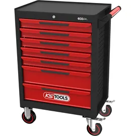 KS Tools ECOline SCHWARZ/ROT Werkstattwagen mit 7 Schubladen