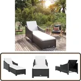 Sonnenliege Mit Cremeweißer Auflage Poly Rattan Schwarz - Sonnenliege - Gartenliege - Outdoor Möbel - Rattan Liege - Poolside Lounge Chair