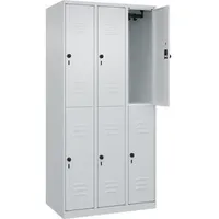 C+P Doppelstock-Spind Classic PLUS, 3 Abteile, 1850x900x500mm, 7035/7035 Verschluss Sicherheits-Drehriegel