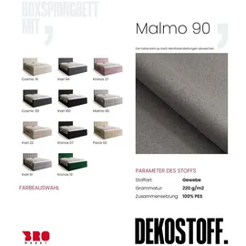 bromarkt Boxspringbett mit 2 Bettkasten, Bonell-Matratze, Polsterbett, Bett Hellgrau Malmo 90, 160 x 200 cm) - Grau