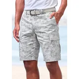 John Devin Cargoshorts JOHN DEVIN "- Bermuda mit Cargotaschen und sommerlichem Palmen Druck", Herren, Gr.