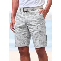John Devin Cargoshorts JOHN DEVIN "- Bermuda mit Cargotaschen und sommerlichem Palmen Druck", Herren, Gr.