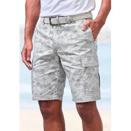 John Devin Cargoshorts JOHN DEVIN "- Bermuda mit Cargotaschen und sommerlichem Palmen Druck", Herren, Gr.