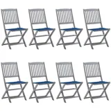 vidaXL Klappbare Gartenstühle 8 Stk. mit Kissen Massivholz Akazie