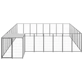 vidaXL Hundezwinger 5,5 m x 4,4 m x 1,1 m Stahl Schwarz