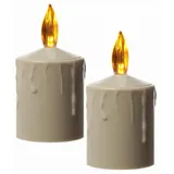 MARELIDA LED Kerzen Grabkerze Grablicht für Laternen H: 11,5cm Sensor bis 500h beige 2St