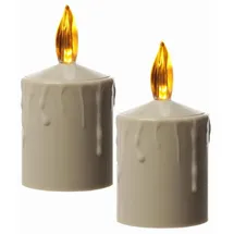 MARELIDA LED Kerzen Grabkerze Grablicht für Laternen H: 11,5cm Sensor bis 500h beige 2St