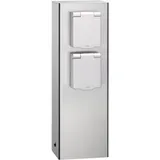 Lcd Steckdosensäule Edelstahl H 260 mm 2 Steckdosen IP44 Silber/Weiß
