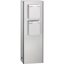 Lcd Steckdosensäule Edelstahl H 260 mm 2 Steckdosen IP44 Silber/Weiß