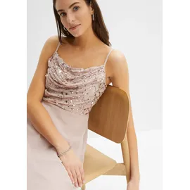 bonprix Trägerkleid mit Paillettenstickerei, rosa Gr.42, Abendkleid mit Tüllrock, und Paillettenstickerei im Oberteil