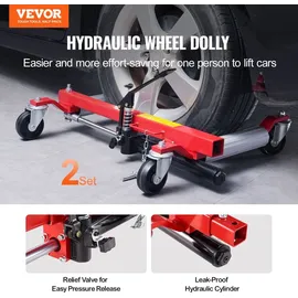 Vevor Radwagen 2 Stk. 680 kg pro Stück Tragkraft Hydraulische Rangierroller Reifenroller für PKWs SUVs Wohnwagen Traktoren Ideal zum Manövrieren & Umsetzen von Fahrzeugen Hydraulikwagenheber