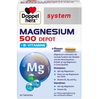 Doppelherz system Magnesium 500 Depot – Hochdosiertes Magnesium als Beitrag zur normalen Muskelfunktion – 60 Tabletten