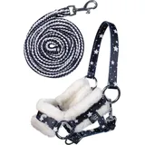 hkm kids Halfterset Hobby Horsing Spielzeughalfter Navy mit Sternenmuster