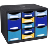 Exacompta 3137202D Ablagebox BeeBlue aus Recycling-Kunststoff mit 11 individuell platzierbaren Schubladen. Bee Blue (Hoch)