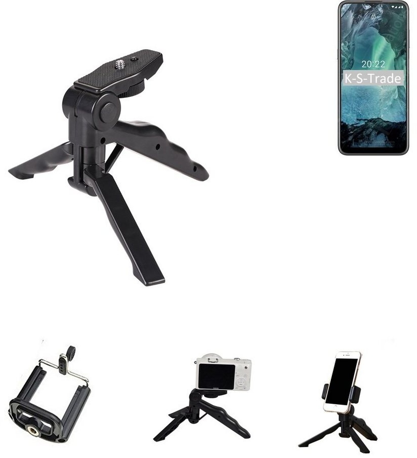 K-S-Trade für Nokia G11 Smartphone-Halterung, (Stativ Tisch-Ständer Dreibein Handy-Stativ Ständer Mini-Stativ) schwarz