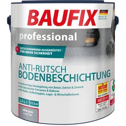 BAUFIX professional Anti-Rutsch Bodenbeschichtung silbergrau matt, 2.5 Liter, Beton- und Bodenfarbe