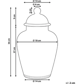 Beliani Vase mit Deckel Cuenca Porzellan 36 cm Weiß / Blau