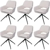 Mendler 6er-Set Esszimmerstuhl HWC-N74, Küchenstuhl, drehbar Auto-Return, Stoff Chenille (490g/m2) creme
