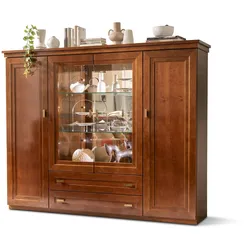 Wehrsdorfer Vitrinenschrank Kent Holz Braun Cognac