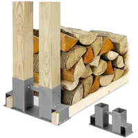 Relaxdays Holzstapelhilfe Metall 34 x 10 x 16 cm 2er Set Silber