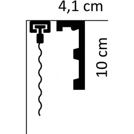 PROVISTON | Vorhangleiste Polystyrol | 41 x 100 x 2000 mm | Weiß | Stuckleiste | Lichtleiste