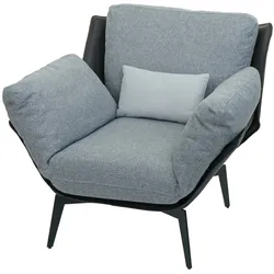 Sessel MCW-L82, Lounge-Sessel Cocktailsessel Polstersessel Relaxsessel, Kunstleder Stoff/Textil Metall ~ schwarz