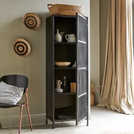 Tikamoon Geschirrschrank aus Metall schwarz mit Metallgeflecht 60 Alma