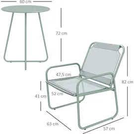 Outsunny 3tlg. Bistro-Set, Balkonmöbel-Set inkl. 1 Tisch, 2 Stühlen, für Garten, Terrasse, Mesh, Grün