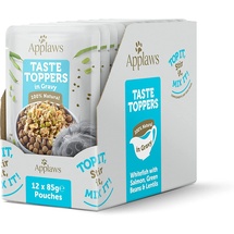 Applaws Taste Toppers 100% natürliche Wet Dog Food Topper, Grain Free Whitefish mit Lachs und Gemüse in Soße Beutel 12 x 85g Beutel